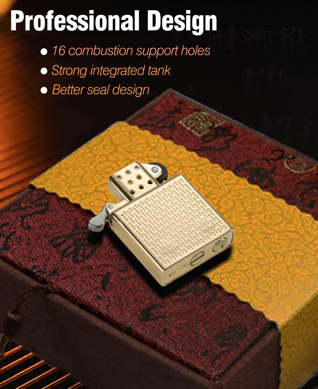 Cool Lighters, Windproof Carving Dragon Antique Lighter, Reusable Kerosene Grinding Wheel Lighter for Collection, Decorative, Gift, Present (Without Fuel) (Gold)