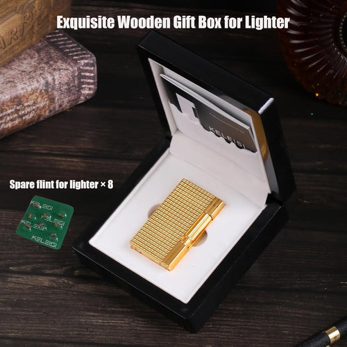 Classic Brass Lighter Luxury Exquisitely Carved Vintage Side Slide Ignition Butane Lighter, Refillable for Men, Dad, Husband, Unique Collectible (Silver)