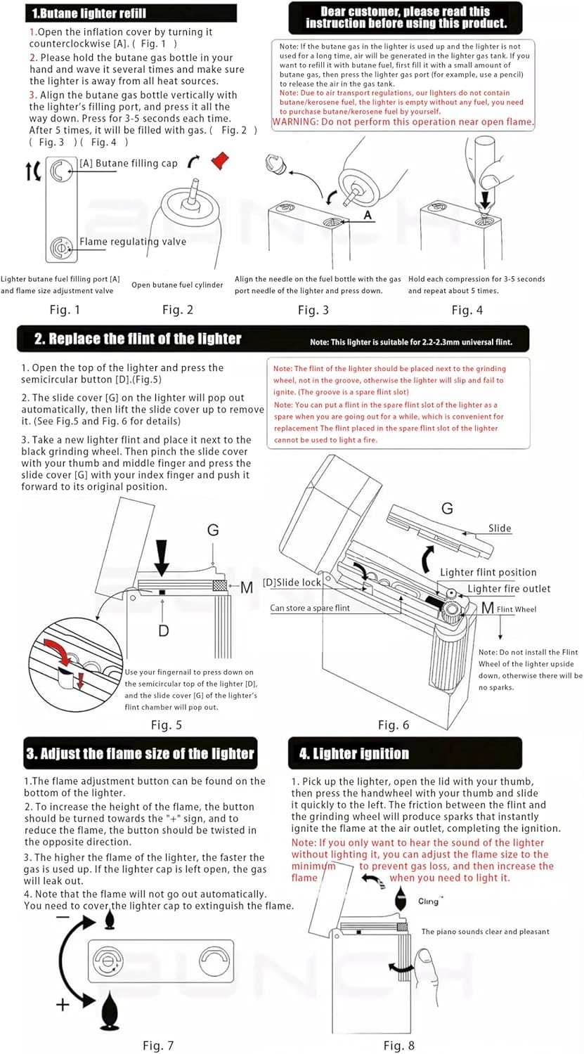 Classic Brass Lighter, Butane Vintage Finely Carved Triangular Texture Side Slide Lgnition Refillable Lighter for Men, Dad, Husband, Unique Collectible,Gold